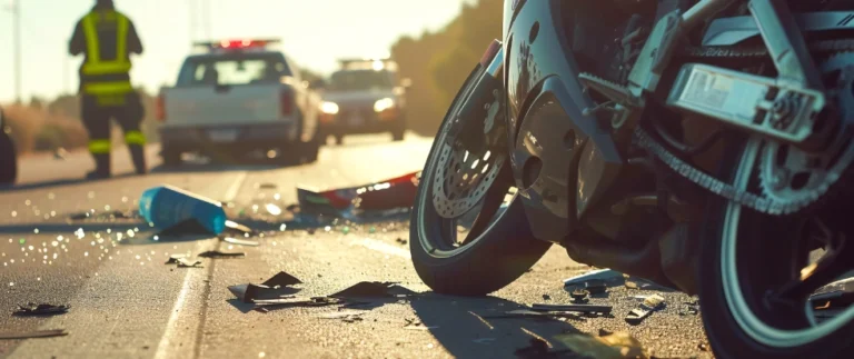 Motorcycle damaged after a crash accident in Arizona.